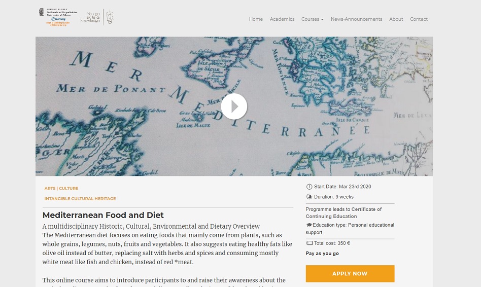Mediterranean Food and Diet e-course