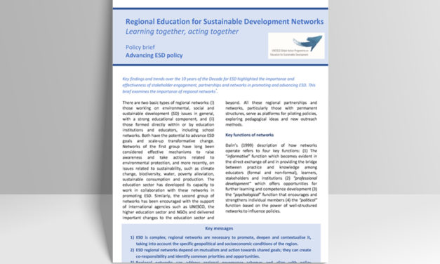 Policy brief on Regional ESD Networks (2018)