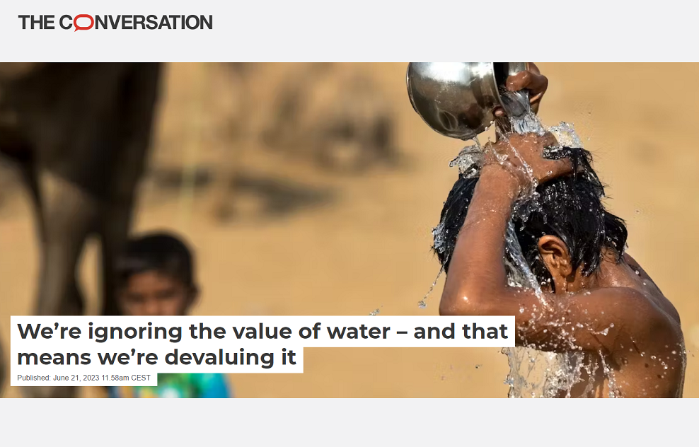 Ignoring the value of water leads us to devalue it