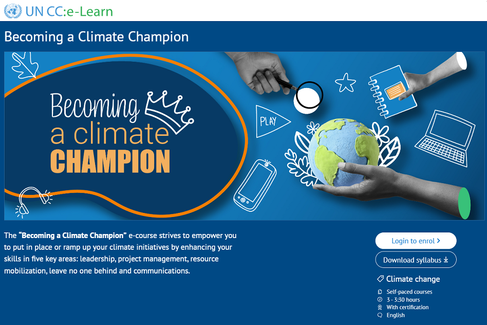 Becoming a Climate Champion, New e-course